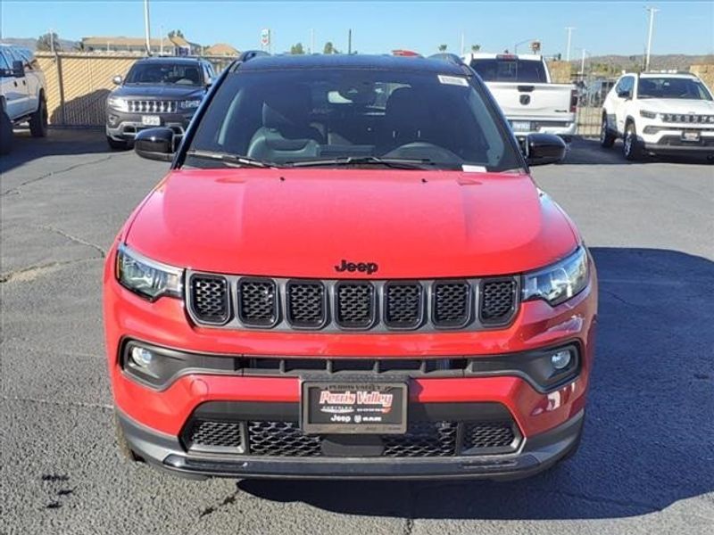 2024 Jeep Compass Latitude 4x4 in a Black Clear Coat exterior color and Blackinterior. Perris Valley Chrysler Dodge Jeep Ram 951-355-1970 perrisvalleydodgejeepchrysler.com 