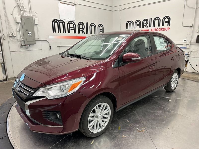 2024 Mitsubishi Mirage G4 SE in a Wine Red Metallic exterior color and Blackinterior. Marina Auto Group (855) 564-8688 marinaautogroup.com 