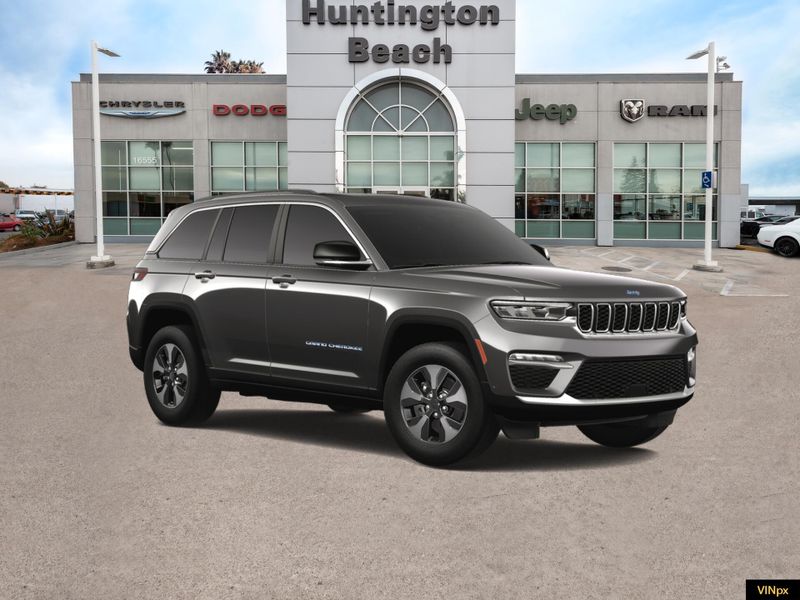2023 Jeep Grand Cherokee 4xe Base 4x4 in a Baltic Gray exterior color and Global Blackinterior. BEACH BLVD OF CARS beachblvdofcars.com 
