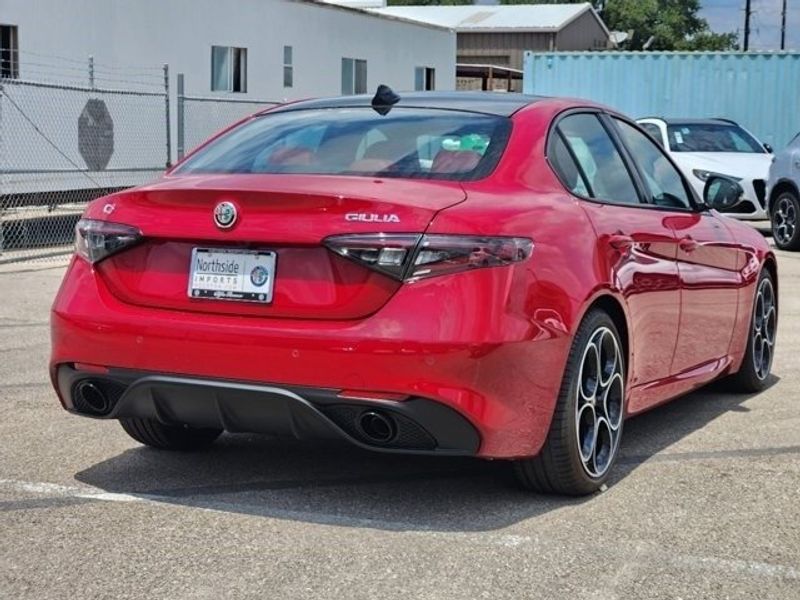 2024 Alfa Romeo Giulia Veloce in a Alfa Rosso exterior color and Blackinterior. Northside Imports Houston 281-475-4549 northsideimportshouston.com 