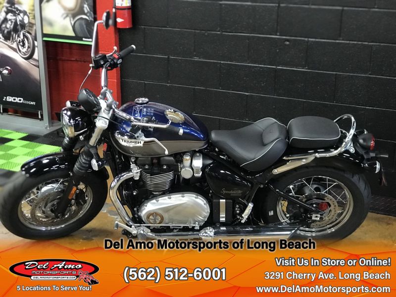 2024 Triumph BONNEVILLE SPEEDMASTER  in a PACIFIC BLUE/SILVER ICE exterior color. Del Amo Motorsports of Long Beach (562) 362-3160 delamomotorsports.com 