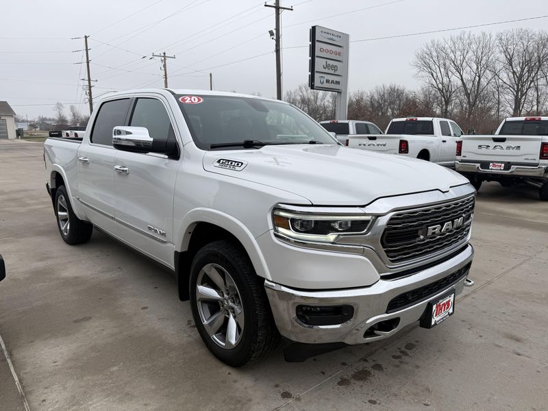 Used 2020 RAM 1500 Limited in a Ivory White Tri Coat Pearl Coat exterior color and Blackinterior. Thys Motor Company 319-318-6640 thysmotorco.com 