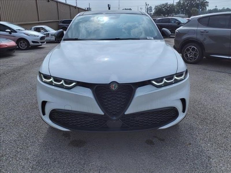 2024 Alfa Romeo Tonale Veloce in a Milano White exterior color and Blackinterior. Northside Imports Houston 281-475-4549 northsideimportshouston.com 