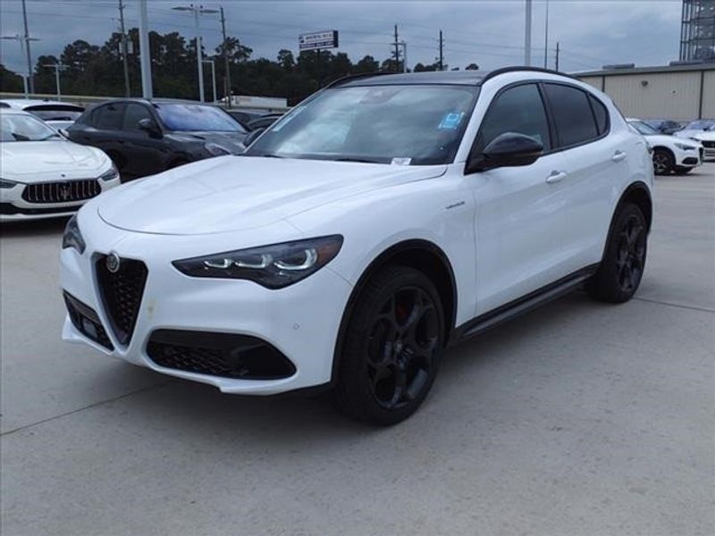 2024 Alfa Romeo Stelvio Veloce in a Alfa White exterior color and Blackinterior. Northside Imports Houston 281-475-4549 northsideimportshouston.com 