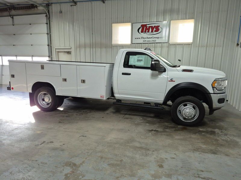 2024 RAM 5500 Chassis Cab Tradesman in a Bright White Clear Coat exterior color and Diesel Gray/Blackinterior. Thys Motor Company 319-318-6640 pixelmotiondemo.com 