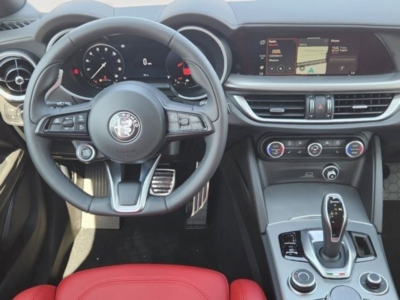 2024 Alfa Romeo Stelvio Veloce in a Alfa White exterior color and Blackinterior. Northside Imports Houston 281-475-4549 northsideimportshouston.com 