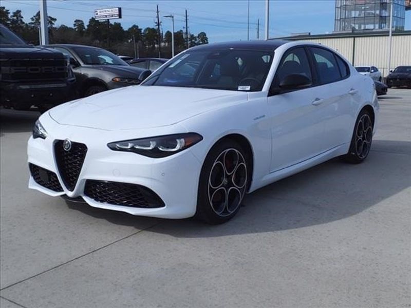 2024 Alfa Romeo Giulia Veloce in a Alfa White exterior color and Blackinterior. Northside Imports Houston 281-475-4549 northsideimportshouston.com 