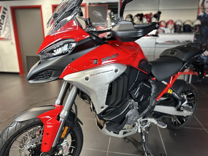 2024 Ducati MULTISTRADA V4 RALLY in a RALLY RED exterior color. Cross Country Cycle 201-288-0900 crosscountrycycle.net 