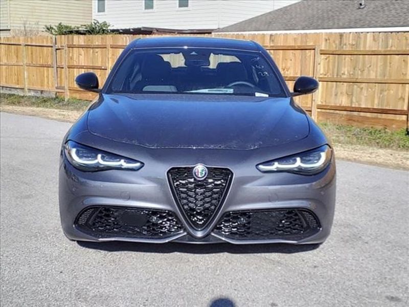 2024 Alfa Romeo Giulia Veloce in a Vesuvio Gray Metallic exterior color and Blackinterior. Northside Imports Houston 281-475-4549 northsideimportshouston.com 