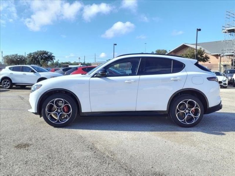 2024 Alfa Romeo Stelvio Veloce in a Alfa White exterior color and Blackinterior. Northside Imports Houston 281-475-4549 northsideimportshouston.com 