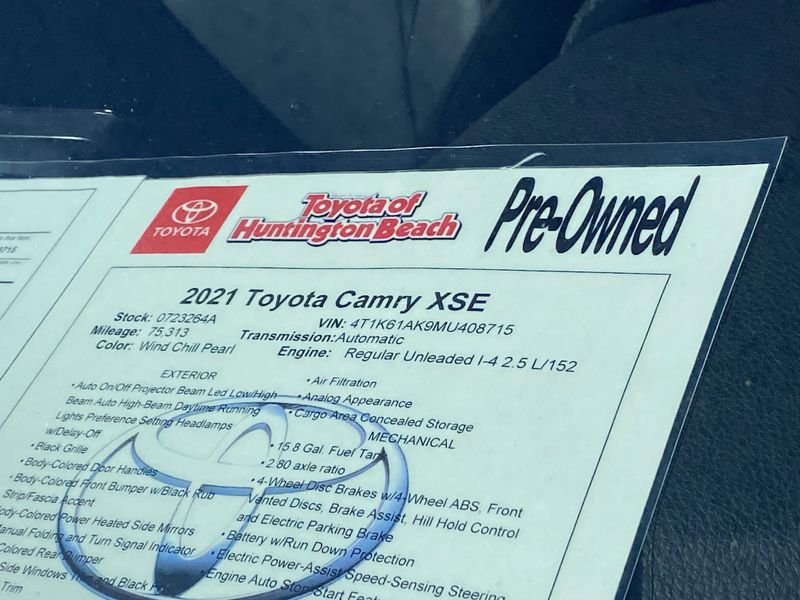 Used 2021 Toyota Camry XSEImage 31