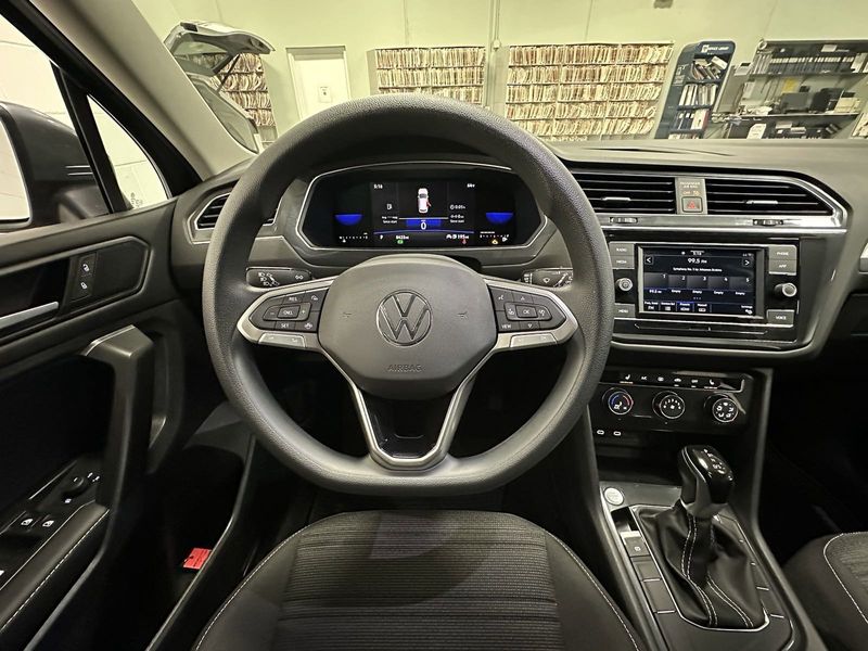 2023 Volkswagen Tiguan S w/3rd Row Seats in a Platinum Gray Metallic exterior color and Black heated seatsinterior. Schmelz Countryside SAAB (888) 558-1064 stpaulsaab.com 