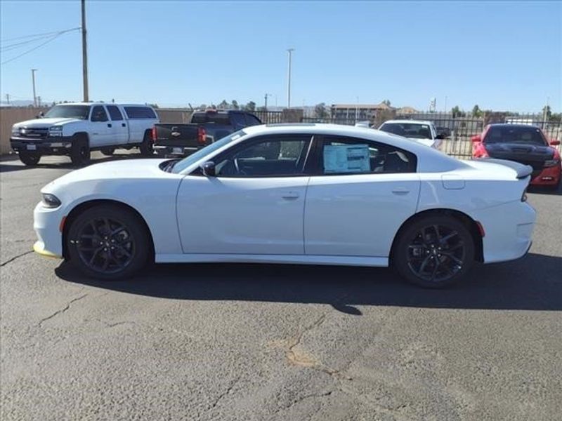 2023 Dodge Charger GT in a White Knuckle Clear Coat exterior color and Blackinterior. Perris Valley Auto Center 951-657-6100 perrisvalleyautocenter.com 
