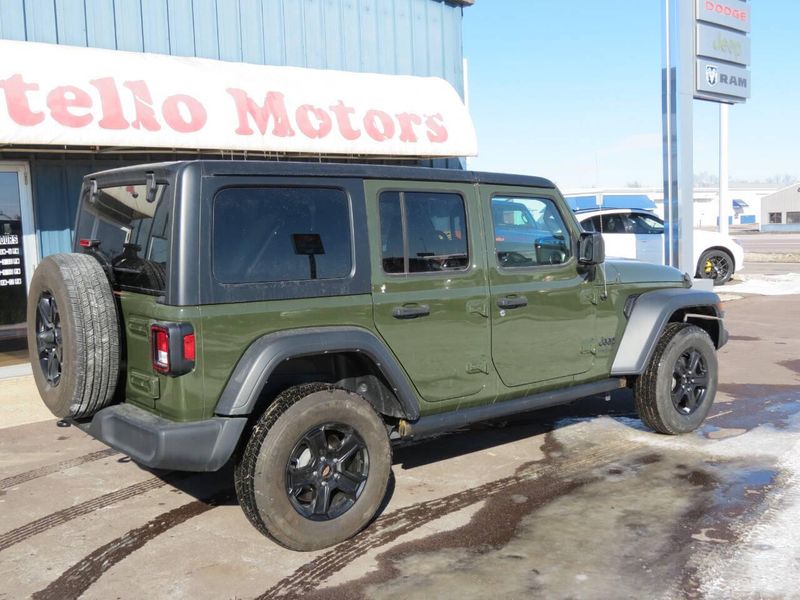 2022 Jeep Wrangler Unlimited Sport S 4x4 in a Sarge Green Clear Coat exterior color and Blackinterior. Militello Motors ​507-200-4344 militellomotors.net 