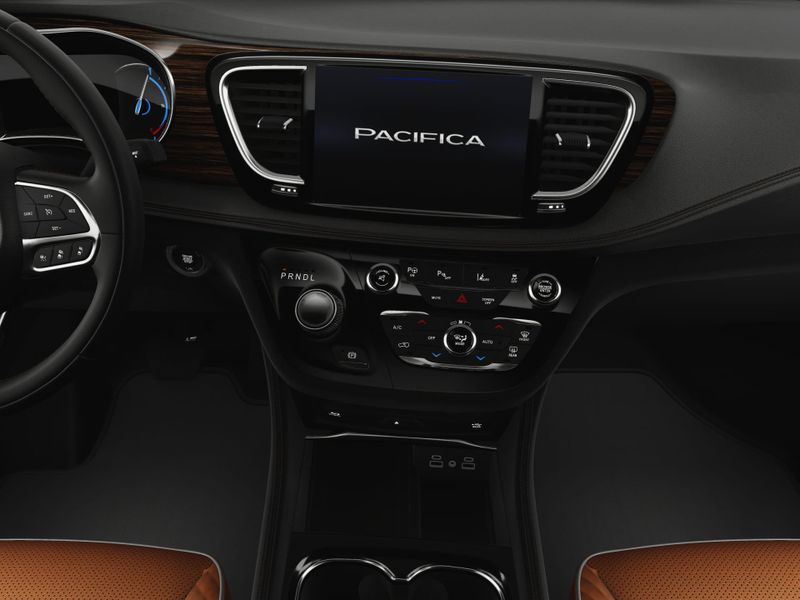2023 Chrysler Pacifica Hybrid Pinnacle in a Brilliant Black Crystal Pearl Coat exterior color and Caramel/Blackinterior. BEACH BLVD OF CARS beachblvdofcars.com 