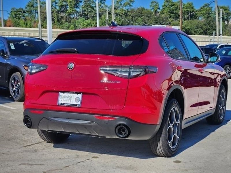 2024 Alfa Romeo Stelvio Sprint Rwd in a Alfa Rosso (Red) exterior color and Blackinterior. Northside Alfa Romeo of Houston 281-475-4549 alfaromeousaofnorthhouston.com 