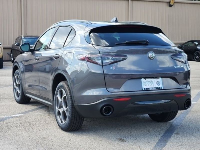 2024 Alfa Romeo Stelvio Sprint Awd in a Vesuvio Gray Metallic exterior color and Blackinterior. Northside Alfa Romeo of Houston 281-475-4549 alfaromeousaofnorthhouston.com 