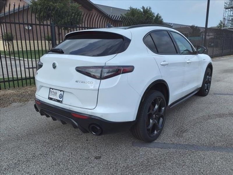 2024 Alfa Romeo Stelvio Veloce in a Alfa White exterior color and Blackinterior. Northside Imports Houston 281-475-4549 northsideimportshouston.com 