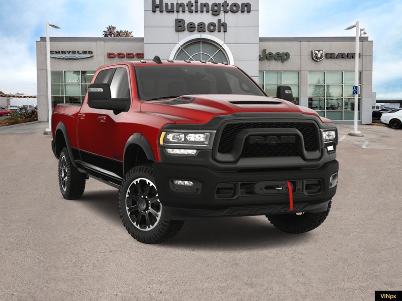 2023 RAM 2500 Power Wagon Rebel Crew Cab 4x4 in a Flame Red exterior color and Blackinterior. BEACH BLVD OF CARS beachblvdofcars.com 