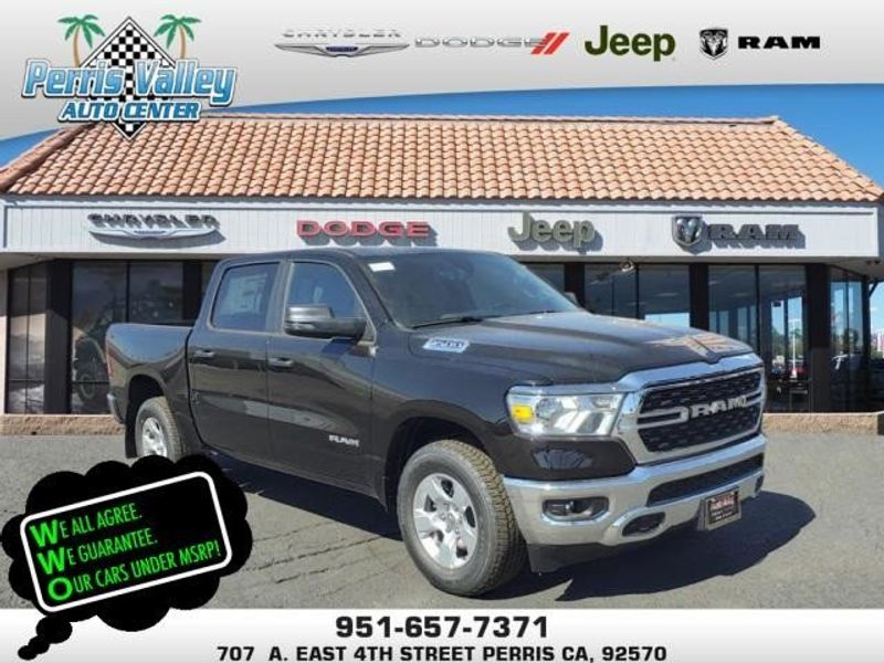 2024 RAM 1500 Big Horn Lone Star in a Diamond Black Crystal Pearl Coat exterior color and Blackinterior. Perris Valley Auto Center 951-657-6100 perrisvalleyautocenter.com 