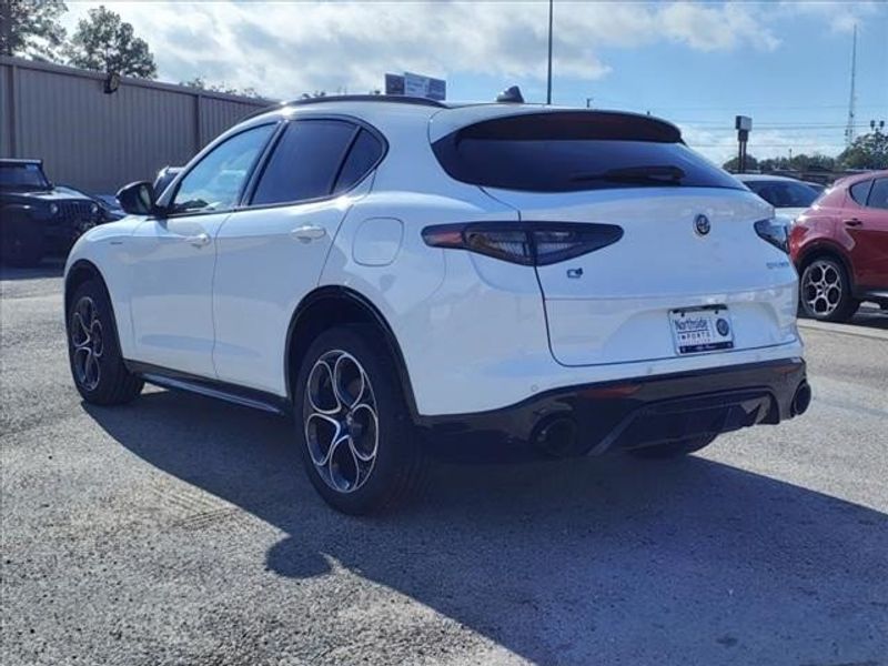 2024 Alfa Romeo Stelvio Veloce in a Alfa White exterior color and Blackinterior. Northside Imports Houston 281-475-4549 northsideimportshouston.com 