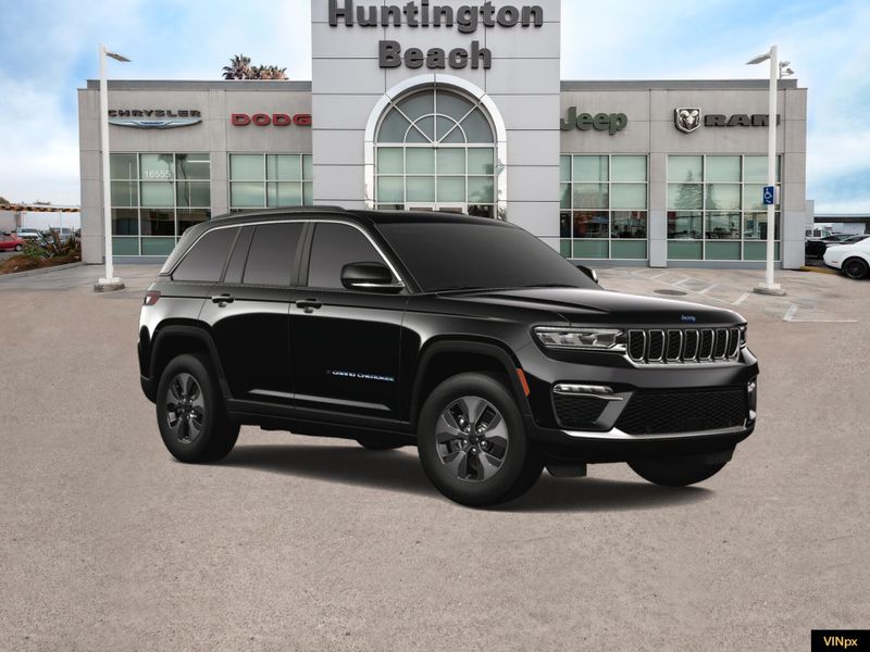 2023 Jeep Grand Cherokee 4xe Base 4x4 in a Diamond Black Crystal Pearl Coat exterior color and Global Blackinterior. BEACH BLVD OF CARS beachblvdofcars.com 