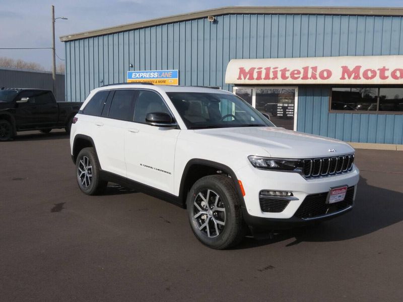 2024 Jeep Grand Cherokee Limited 4x4 in a Bright White Clear Coat exterior color and Taninterior. Militello Motors ​507-200-4344 militellomotors.net 