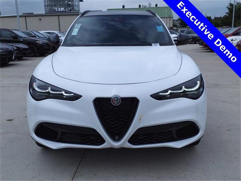 2024 Alfa Romeo Stelvio Veloce in a Alfa White exterior color and Blackinterior. Northside Imports Houston 281-475-4549 northsideimportshouston.com 