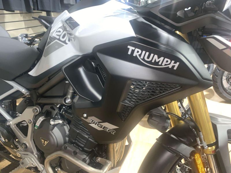 2023 Triumph TIGER 1200 RALLY PRO  in a SNOWDONIA WHITE exterior color. Del Amo Motorsports of Long Beach (562) 362-3160 delamomotorsports.com 