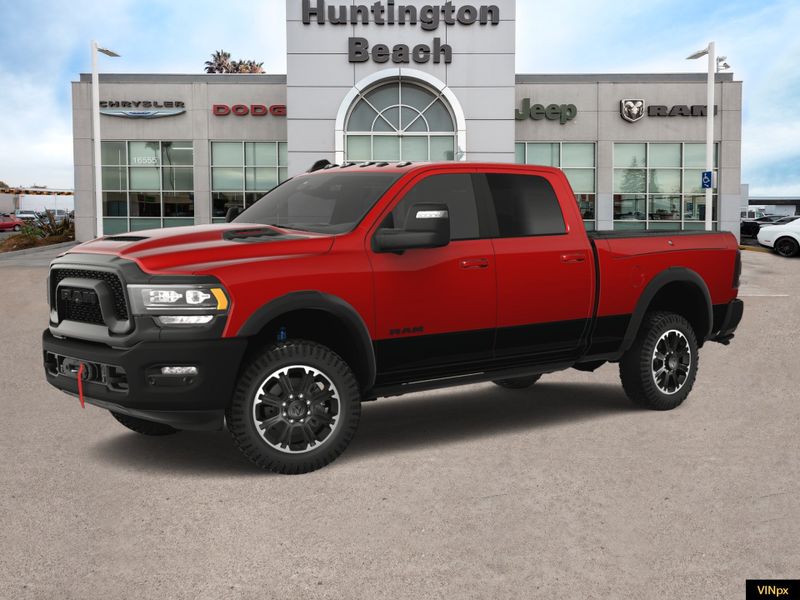 2023 RAM 2500 Power Wagon Rebel Crew Cab 4x4 in a Flame Red exterior color and Blackinterior. BEACH BLVD OF CARS beachblvdofcars.com 