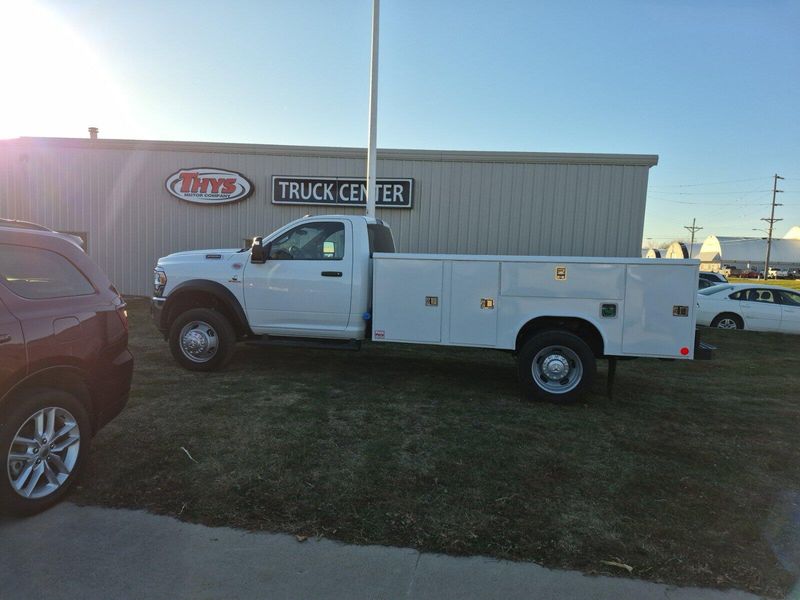 2024 RAM 5500 Chassis Cab Tradesman in a Bright White Clear Coat exterior color and Diesel Gray/Blackinterior. Thys Motor Company 319-318-6640 pixelmotiondemo.com