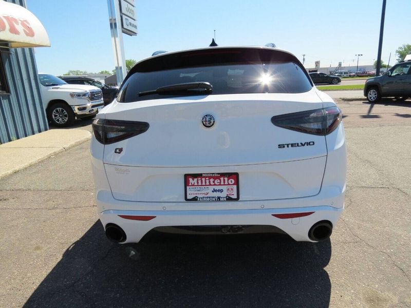 2021 Alfa Romeo Stelvio Ti Sport AWD 4dr Crossover in a White exterior color and Blackinterior. Militello Motors ​507-200-4344 militellomotors.net 