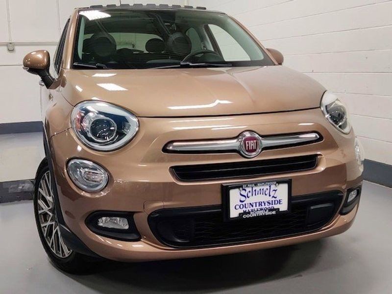 2018 Fiat 500X LOUNGE AWD W/SUNROOF & NAV in a Rame Chiaro (Light Copper) exterior color and Black Heated Leather Seatsinterior. Schmelz Countryside SAAB (888) 558-1064 stpaulsaab.com 