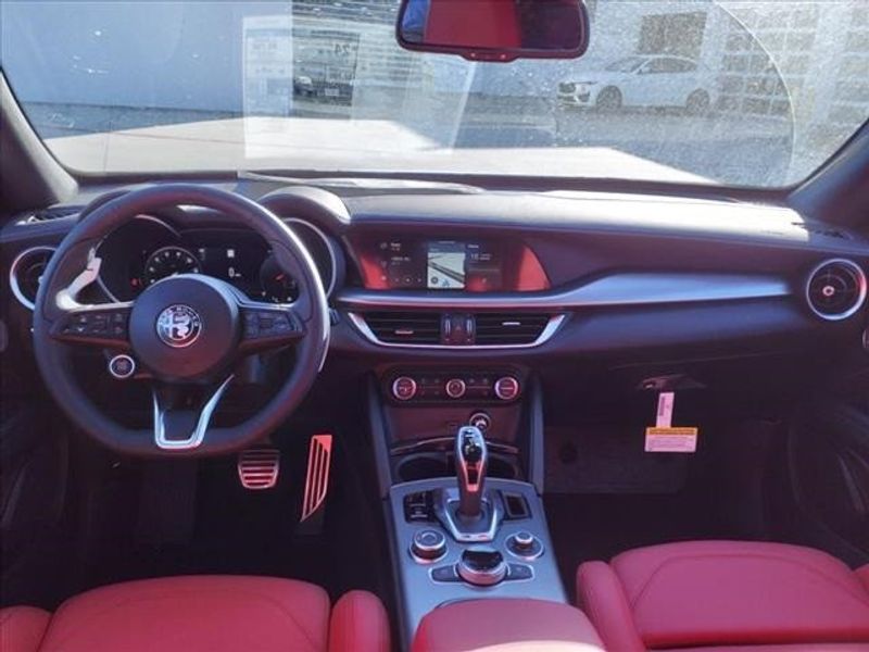 2024 Alfa Romeo Stelvio Veloce in a Alfa White exterior color and Blackinterior. Northside Imports Houston 281-475-4549 northsideimportshouston.com 