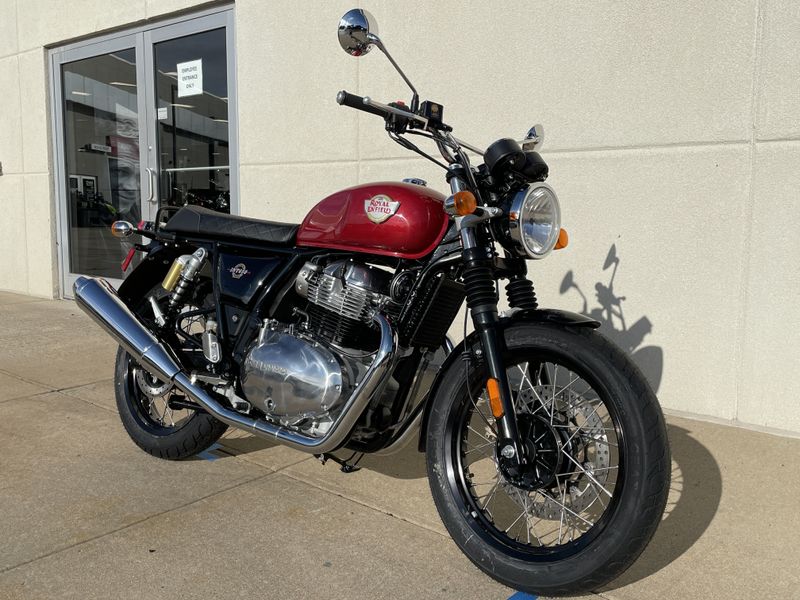 2023 Royal Enfield INT 650 in a CANYON RED exterior color. Cross Country Powersports 732-491-2900 crosscountrypowersports.com 