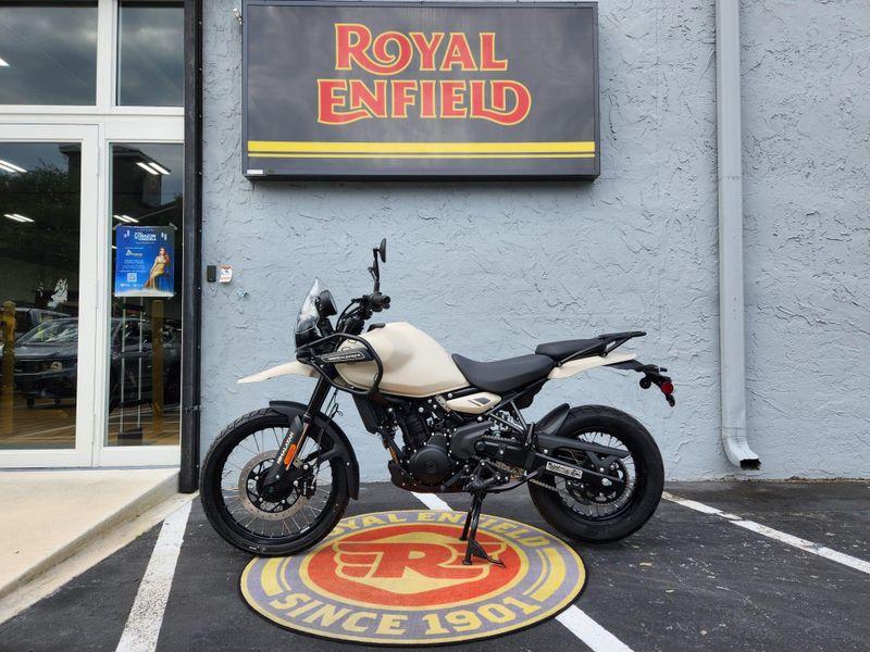 2025 Royal Enfield HIMALAYAN 450  in a KAZA BROWN exterior color. Royal Enfield Motorcycles of Miami (786) 845-0052 remotorcyclesofmiami.com 