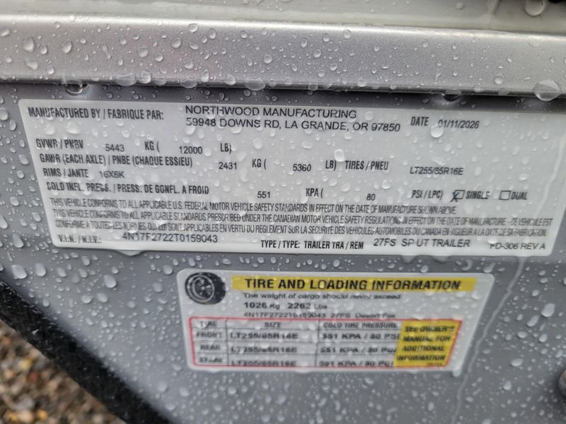 New 2026 NORTHWOOD MFG DESERT FOX 27FS Image 29