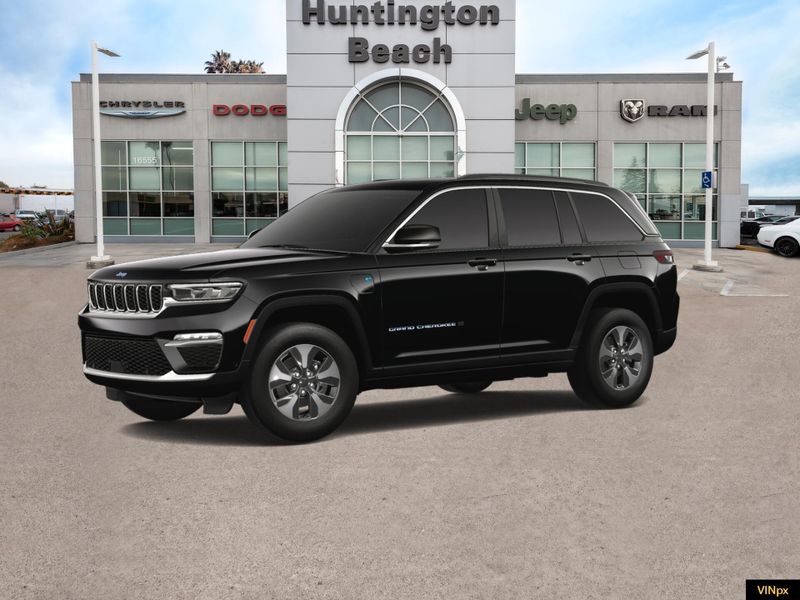 2023 Jeep Grand Cherokee 4xe Base 4x4 in a Diamond Black Crystal Pearl Coat exterior color and Global Blackinterior. BEACH BLVD OF CARS beachblvdofcars.com 