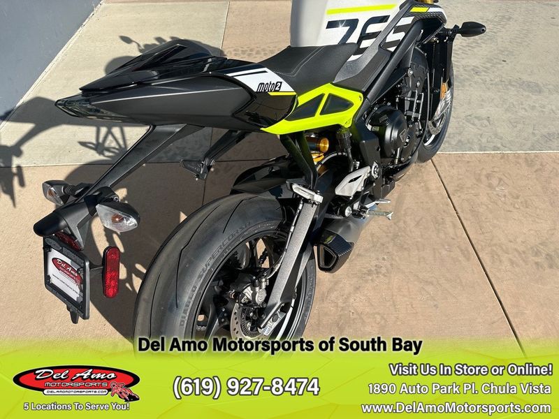 2024 Triumph STREET TRIPLE MOTO2 EDITION  in a CRYSTAL WHITE METALLIC exterior color. Del Amo Motorsports of South Bay (619) 547-1937 delamomotorsports.com 