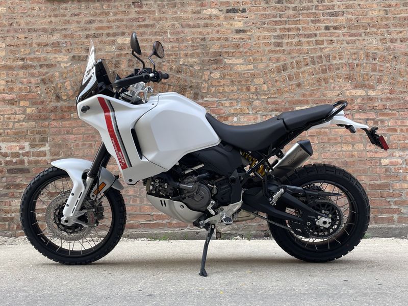 2023 Ducati DesertX   in a White exterior color. Motoworks Chicago 312-738-4269 motoworkschicago.com 