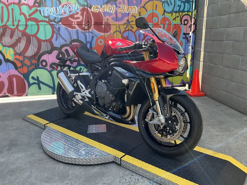 2023 Triumph SPEED TRIPLE RR in a RED HOPPER exterior color. BMW Motorcycles of Modesto 209-524-2955 bmwmotorcyclesofmodesto.com 