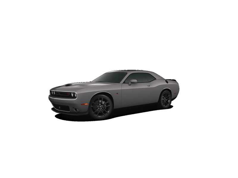 2023 Dodge Challenger R/T Scat Pack in a Granite Pearl Coat exterior color and Blackinterior. BEACH BLVD OF CARS beachblvdofcars.com 