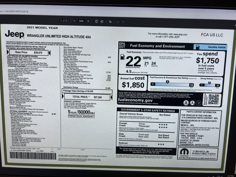 Used 2021 Jeep Wrangler Unlimited Sahara High AltitudeImage 38
