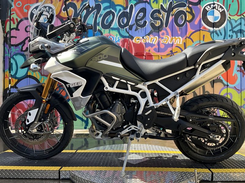 2023 Triumph TIGER 900 RALLY PRO in a MATTE KHAKI GREEN exterior color. BMW Motorcycles of Modesto 209-524-2955 bmwmotorcyclesofmodesto.com 