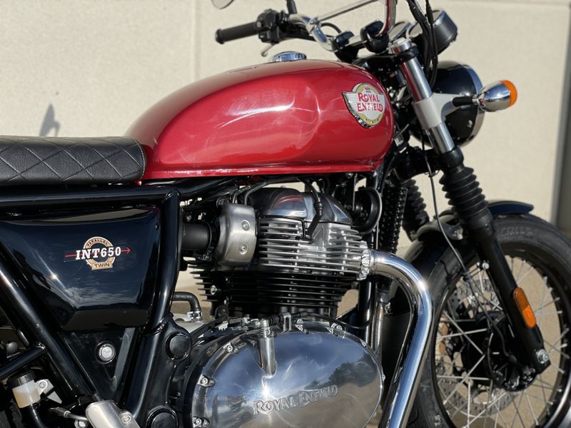 2023 Royal Enfield INT 650 in a CANYON RED exterior color. Cross Country Powersports 732-491-2900 crosscountrypowersports.com 