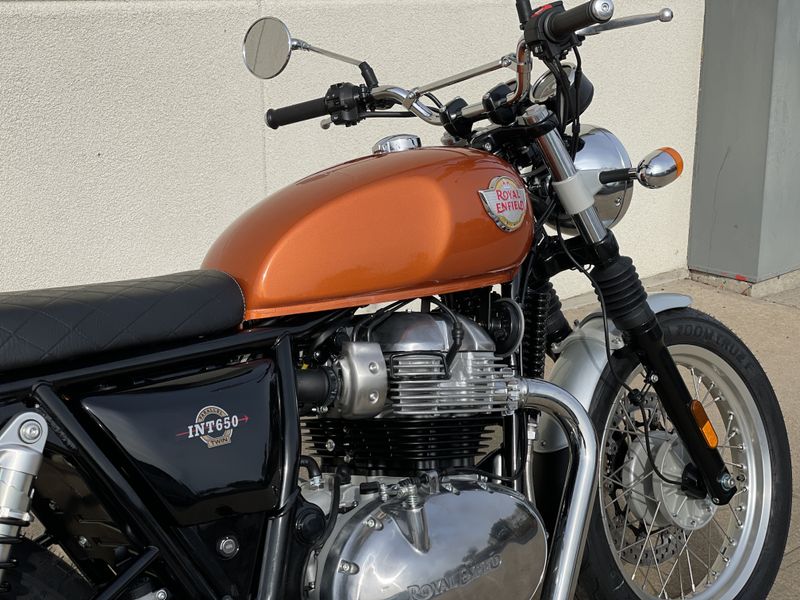 2023 Royal Enfield INT 650 in a ORANGE CRUSH exterior color. Cross Country Powersports 732-491-2900 crosscountrypowersports.com 
