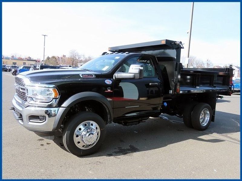 2024 RAM 5500 Chassis Cab Tradesman in a Diamond Black Crystal Pearl Coat exterior color and Diesel Gray/Blackinterior. Papas Jeep Ram In New Britain, CT 860-356-0523 papasjeepram.com 