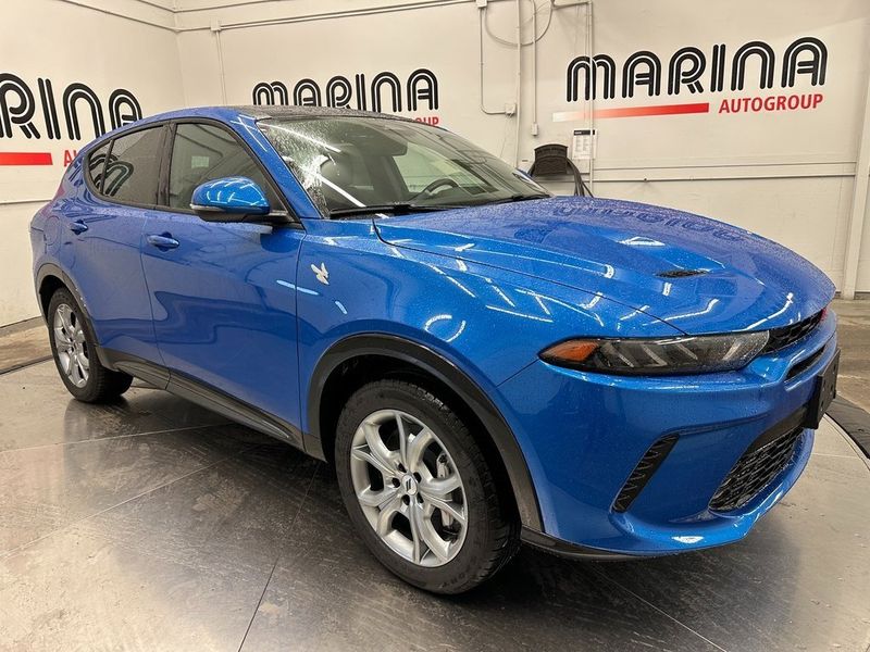 2024 Dodge Hornet R/T Plus Eawd in a Blu Bayou exterior color and Blackinterior. Marina Auto Group (855) 564-8688 marinaautogroup.com 