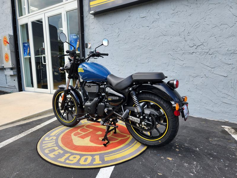 2024 Royal Enfield METEOR 350  in a FIREBALL BLUE exterior color. Royal Enfield Motorcycles of Miami (786) 845-0052 remotorcyclesofmiami.com 