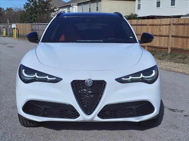 2024 Alfa Romeo Stelvio Veloce in a Alfa White exterior color and Blackinterior. Northside Imports Houston 281-475-4549 northsideimportshouston.com 